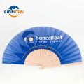 Custom printed wooden nylon fabric hand fan for event